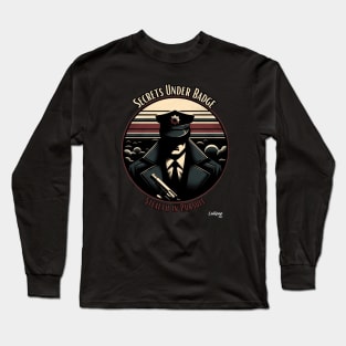 Mysterious Police Officer - The Badge: Shadowed Force - Retro Funny Vintage Style Long Sleeve T-Shirt